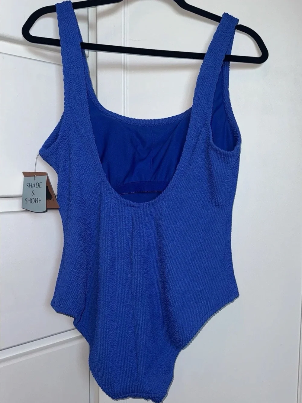 Shade & Shore Blue Textured Scoop One-Piece Swimsuit